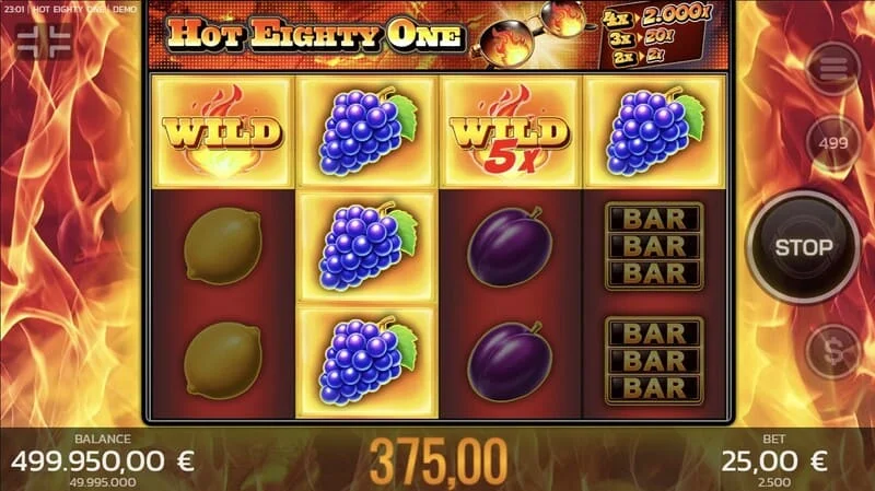 Hot Eighty One - sesi utama, gelendong dengan taruhan dan panel kontrol